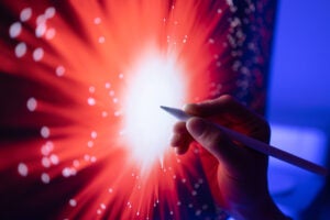 Person using a digital pencil.